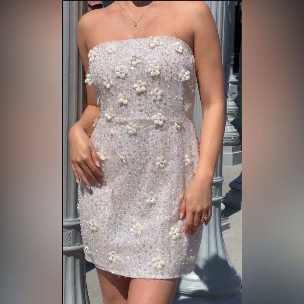 Bridal/ Graduation Daisy Gardens Sparkly Sequin Mini Dress by Hello Molly